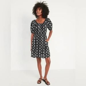 Old Navy Black Feather Print Cutout Dress